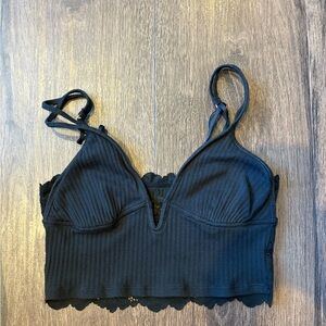 Aerie Black Ribbed Bralette